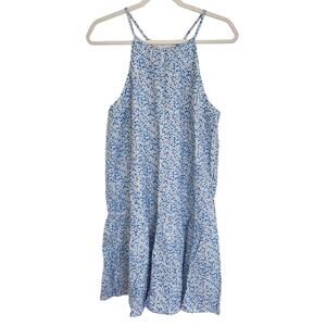 Tuckernuck Ditsy Floral Blue Cornflower Swing Sleeveless Halter Dress NWT Large